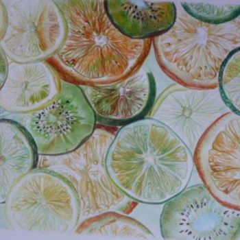 Desenho intitulada "Salade de fruits" por Marie Bersillon, Obras de arte originais