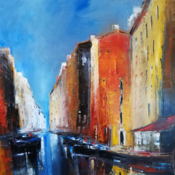 Painting titled "Canal italien" by Philippe Meslin, Original Artwork, Oil
