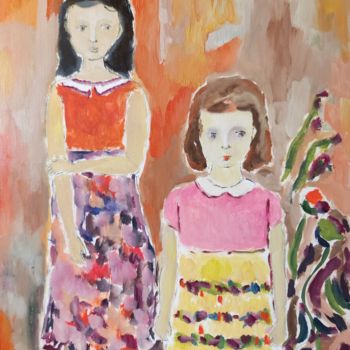 Schilderij getiteld ""Kids"" door Suren Mesropyan, Origineel Kunstwerk, Olie Gemonteerd op Karton