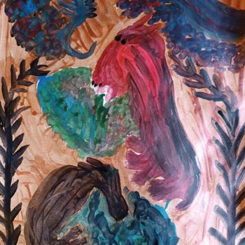 Painting titled "Zanimaux" by Messaouda Bellout, Original Artwork, Acrylic