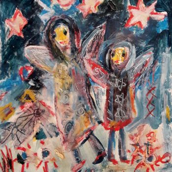 Malerei mit dem Titel "outsider art , Engel" von Silvia Messerli, Original-Kunstwerk, Acryl