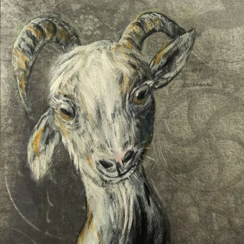 Painting titled "Goat, Geiss" by Silvia Messerli, Original Artwork, Acrylic