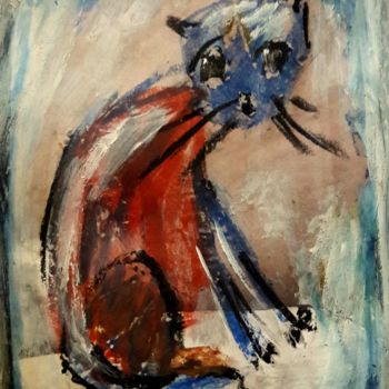 Ζωγραφική με τίτλο "wet cat" από Silvia Messerli, Αυθεντικά έργα τέχνης, Ακρυλικό