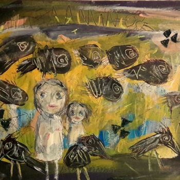 Malerei mit dem Titel "Art brut , Fukushima" von Silvia Messerli, Original-Kunstwerk, Acryl