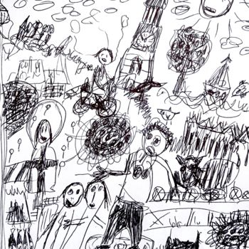Desenho intitulada "in the city" por Silvia Messerli, Obras de arte originais, Canetac de aerossol