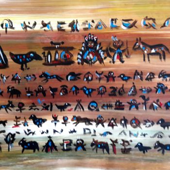 Malerei mit dem Titel "Indians" von Silvia Messerli, Original-Kunstwerk, Acryl