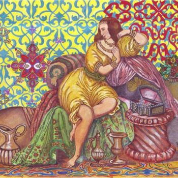 Pintura intitulada "Pensive" por Badr Messikh, Obras de arte originais, Óleo