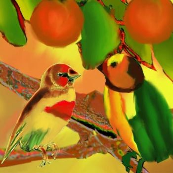 Pintura intitulada "Pássaros em árvore…" por M. Esther Torinho, Obras de arte originais, Óleo