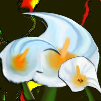 Картина под названием "Copos de leite mode…" - M. Esther Torinho, Подлинное произведение искусства, Масло