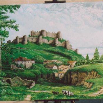 Pintura intitulada "Château de Mauzun" por Franck Pezzali Serge Mestre, Obras de arte originais