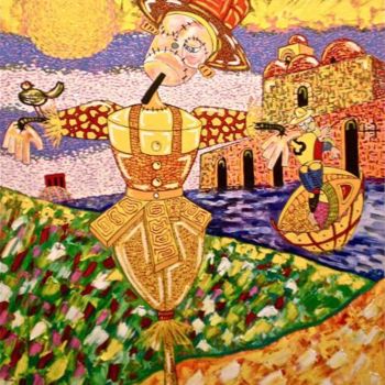 Pittura intitolato "Lo spaventapasseri" da Ramon Hamidi, Opera d'arte originale, Olio