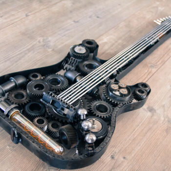 Sculpture titled "Guitare Metal Style…" by Metal Art Factory, Original Artwork, Stainless Steel