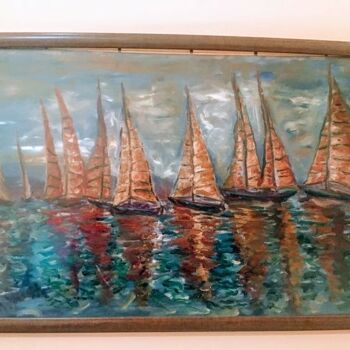 绘画 标题为“sailing race” 由Metin Yasarturk, 原创艺术品, 油