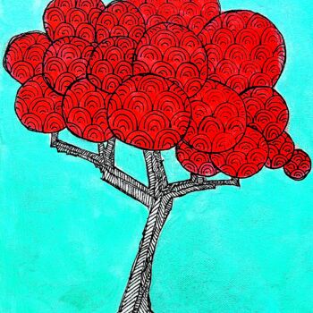 Pintura titulada "Little tree no.1" por Metka Gelt, Obra de arte original, Acrílico