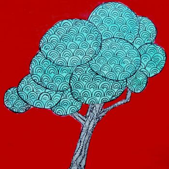 Картина под названием "Little tree no. 2" - Metka Gelt, Подлинное произведение искусства, Акрил