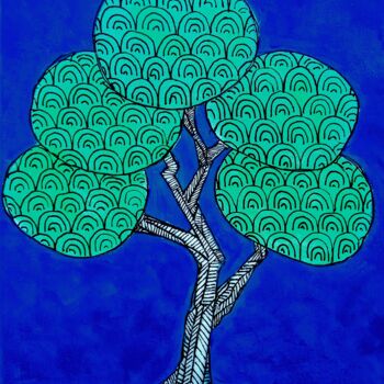 Painting titled "Little tree no. 5" by Metka Gelt, Original Artwork, Acrylic