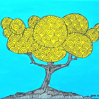 Peinture intitulée "Little tree no. 6" par Metka Gelt, Œuvre d'art originale, Acrylique