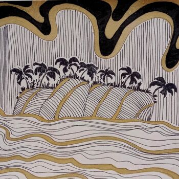 Dibujo titulada "Island by night" por Metka Gelt, Obra de arte original, Rotulador
