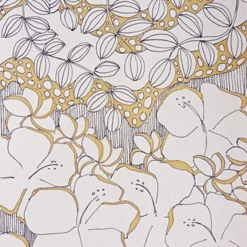 Drawing titled "Landscape in gold n…" by Metka Gelt, Original Artwork, Marker