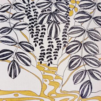 Disegno intitolato "Landscape in gold n…" da Metka Gelt, Opera d'arte originale, Pennarello