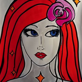 Drawing titled "Stars and rose" by Metka Gelt, Original Artwork, Ink