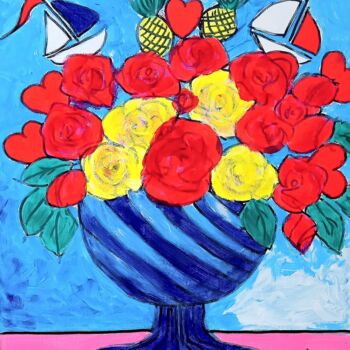Painting titled "Summer bouquet" by Metka Gelt, Original Artwork, Acrylic
