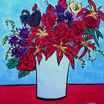 Painting titled "Country bouquet" by Metka Gelt, Original Artwork, Acrylic