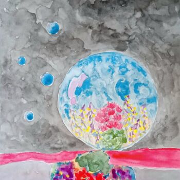 Pintura intitulada "Raindrop" por Metka Gelt, Obras de arte originais, Aquarela