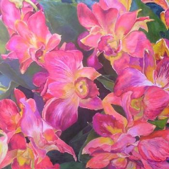 Картина под названием "Цветочная композиция" - Екатерина Мец, Подлинное произведение искусства, Масло