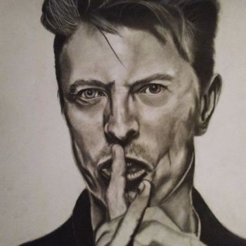 Dessin intitulée "David Bowie" par Yves Metzinger, Œuvre d'art originale, Fusain