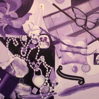 Ζωγραφική με τίτλο "Collage in Purple" από Mary Vaux Hansen, Αυθεντικά έργα τέχνης, Λάδι