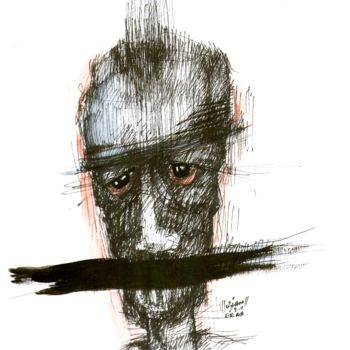 Disegno intitolato "Idée noire 20" da Meziane Boussaid, Opera d'arte originale, Inchiostro