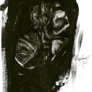 Drawing titled "Idée noire 12" by Meziane Boussaid, Original Artwork, Ink