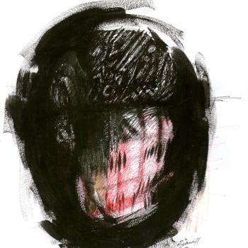 Drawing titled "Idée noire 08" by Meziane Boussaid, Original Artwork, Ink