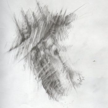 Desenho intitulada "Azzerb b wusan (la…" por Meziane Boussaid, Obras de arte originais, Lápis