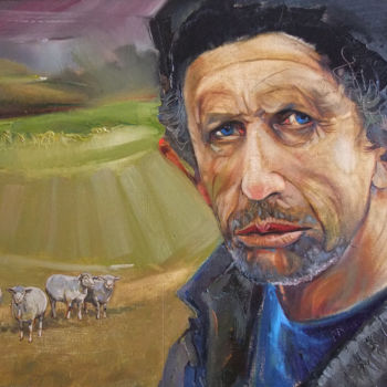 Painting titled "Palestinian shepherd" by Mikhail Fedotov, Original Artwork, Lacquer