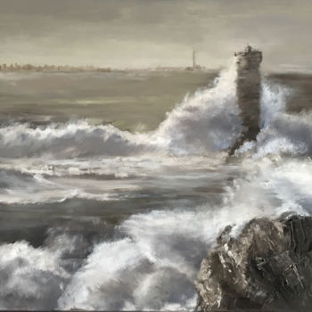 Peinture intitulée "phare-de-la-vieille…" par Marie-Françoise Durnerin, Œuvre d'art originale, Huile