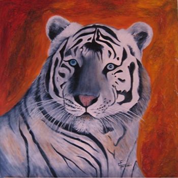 Malerei mit dem Titel "Tigre Blanc" von Marie France Mateu, Original-Kunstwerk