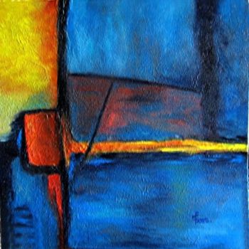 Malerei mit dem Titel "Horizon bleu" von Marie France Mateu, Original-Kunstwerk, Öl
