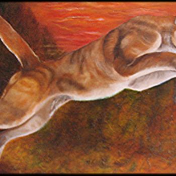 Malerei mit dem Titel "Puma" von Marie France Mateu, Original-Kunstwerk, Öl
