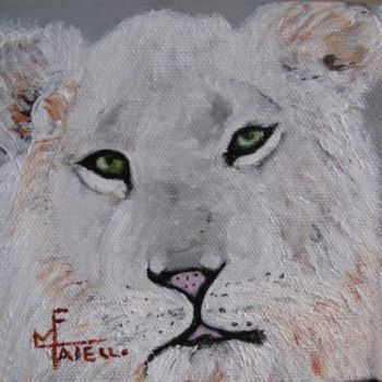 绘画 标题为“Lion Blanc” 由Marie France Mateu, 原创艺术品, 油