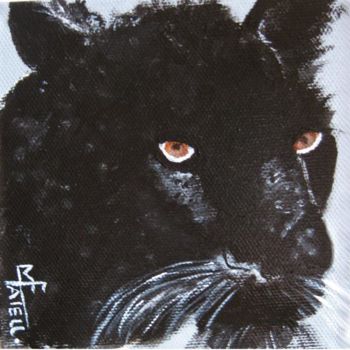 Malerei mit dem Titel "Panthère noire" von Marie France Mateu, Original-Kunstwerk, Öl