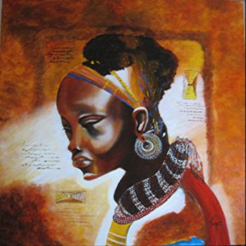 Peinture intitulée "Reine du désert" par Marie France Mateu, Œuvre d'art originale