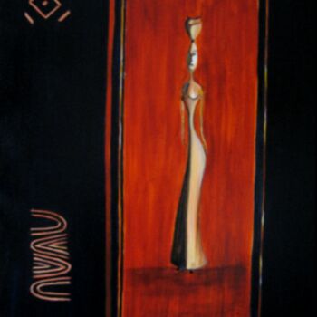 Peinture intitulée "Femme Nubienne" par Marie France Mateu, Œuvre d'art originale, Huile