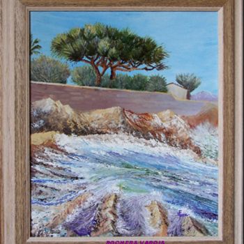 Painting titled "Rocher Varois" by Marie France Mateu, Original Artwork, Oil