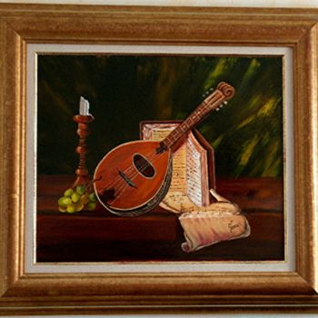 Malerei mit dem Titel "Mandoline" von Marie France Mateu, Original-Kunstwerk