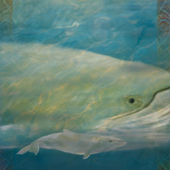 Digitale Kunst getiteld "baleine-et-son-peti…" door Marie-France Venon, Origineel Kunstwerk, Digitaal Schilderwerk