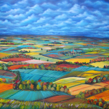 Malerei mit dem Titel "Autumn in Dorset" von Mariyan Gergyovski, Original-Kunstwerk, Acryl