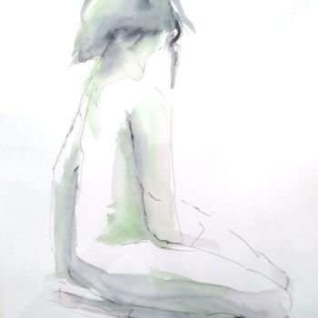 Desenho intitulada "Nu, femme, aquarellé" por Mgr, Obras de arte originais, Tinta