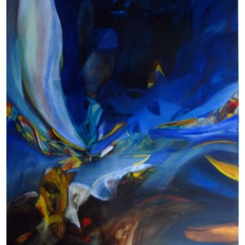 Pittura intitolato "la tête dans le bleu" da Marcel Gris, Opera d'arte originale, Olio